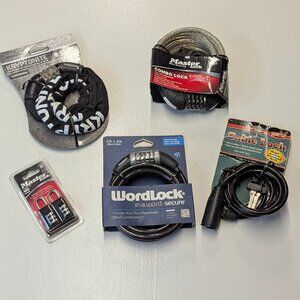 NWT Bundle of Locks for Bikes, Etc. Kryptonite, Wordlock, Master Lock, and HME